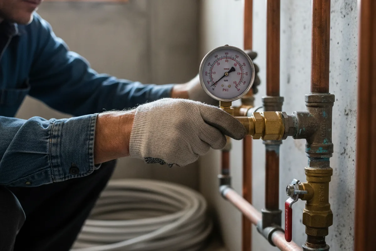 Pressure testing a repaired line during Water Line Repair in Williamsport